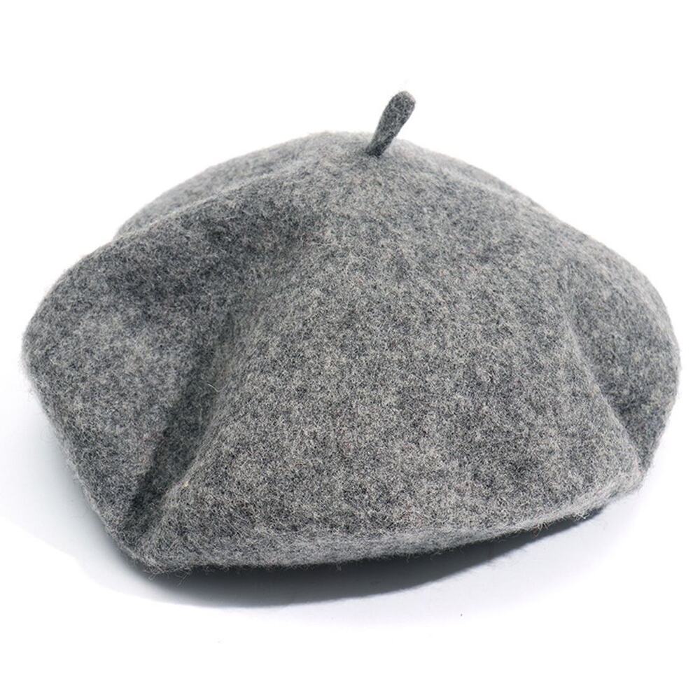 Sophisticated Heather Grey Wool Beret for Women and Teens - Elegant French Hat